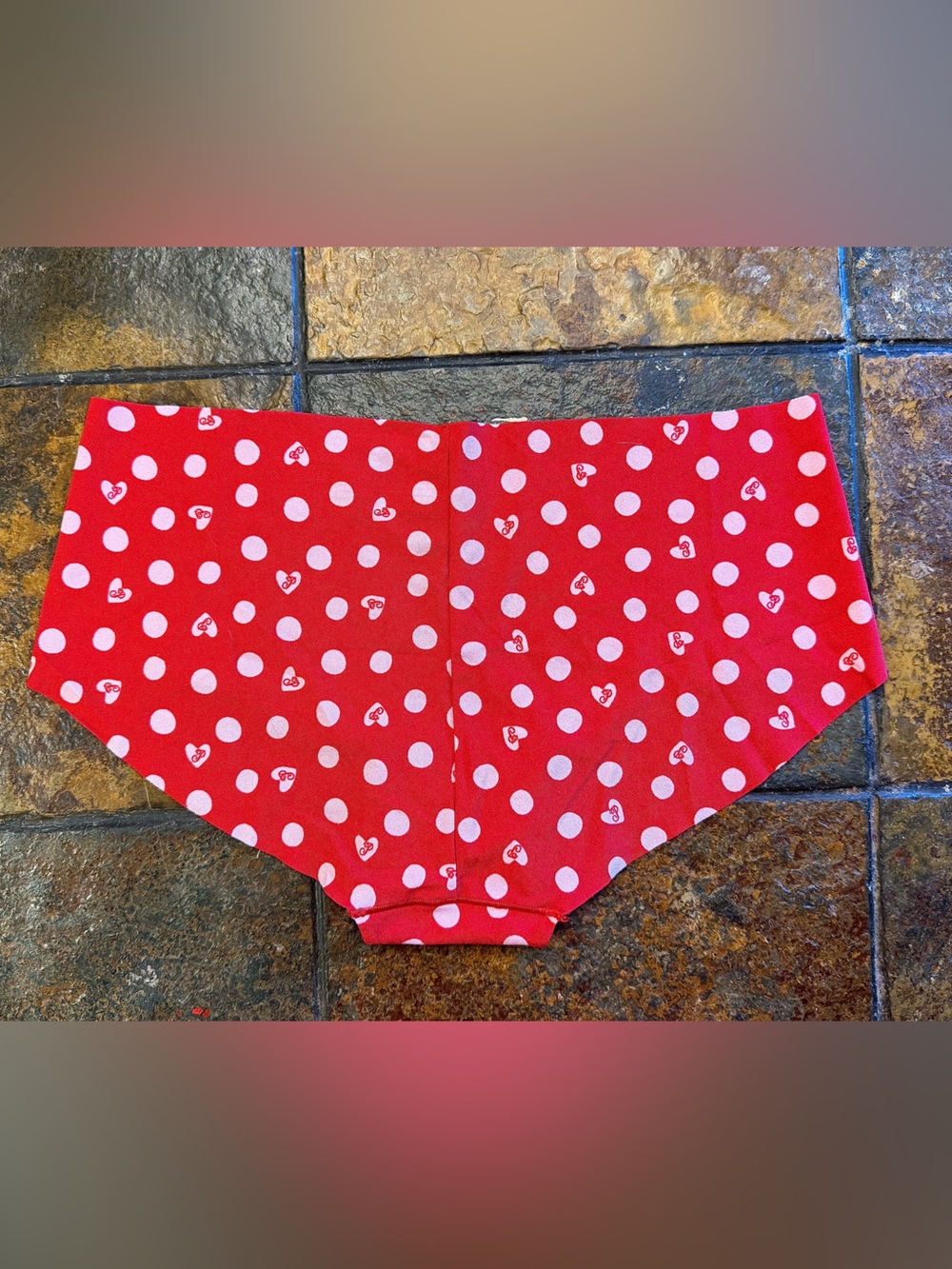 Victoria's Secret PINK Red Bikini Hipster with White Hearts and Polka Dots